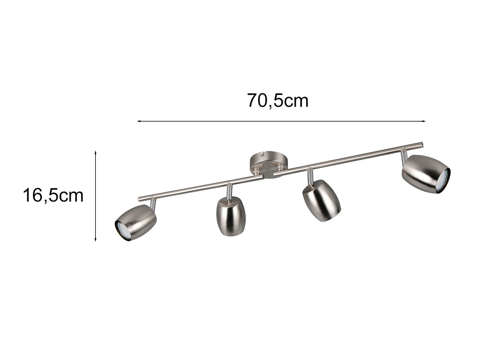 Reality Leuchten LED Deckenstrahler, Dimmfunktion, LED wechselbar, Warmweiß, Innen Strahler mit 4 schwenkbaren Spots für die Decke, Breite 70,5cm
