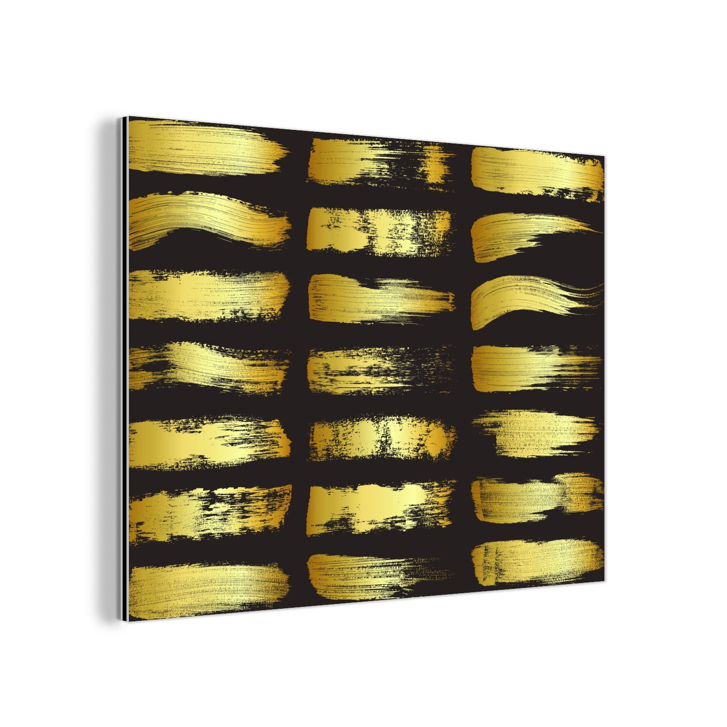 MuchoWow Metallbild Goldene Streifen auf schwarzem günstig online kaufen