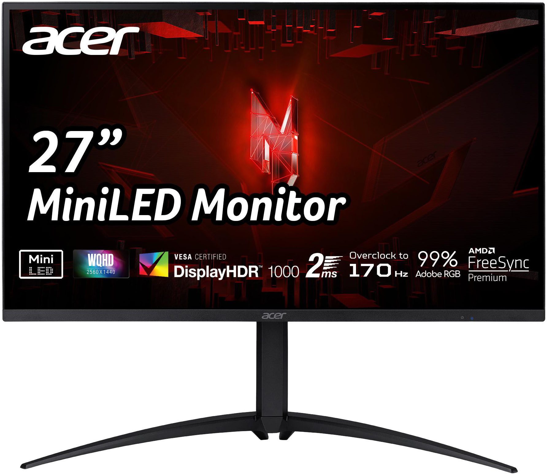 Acer Nitro XV275U P3 Gaming-LED-Monitor (69 cm/27 ", 2560 x 1440 px, QHD, 2 ms Reaktionszeit, 170 Hz, VA LED)