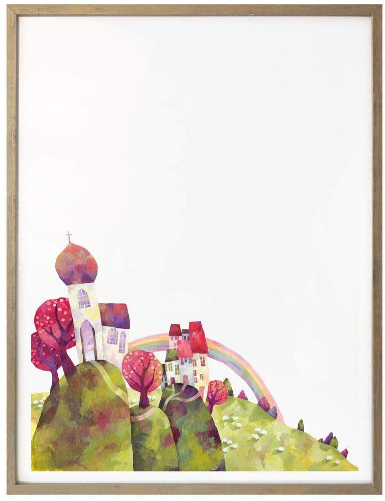 Wall-Art Gebäude Bild, Die Dorfkirche, Wandbilder Wandbild, Märchen St), Poster Wandposter (1 Poster,