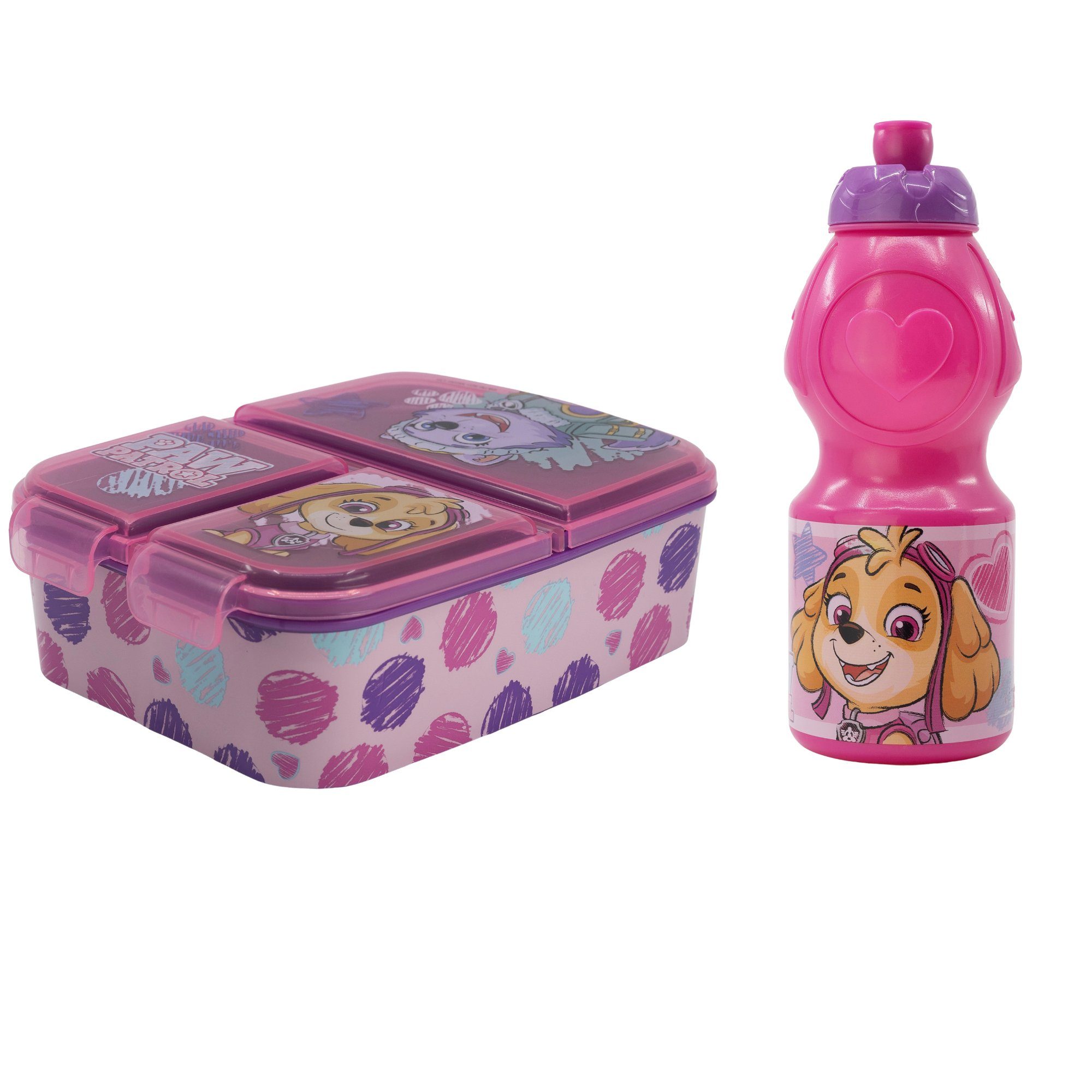 PAW Patrol Everest Paw Kinder Lunchbox Trinkflasche, Kuststoff, Skye (2-tlg) Set teiliges 2 Brotdose PATROL