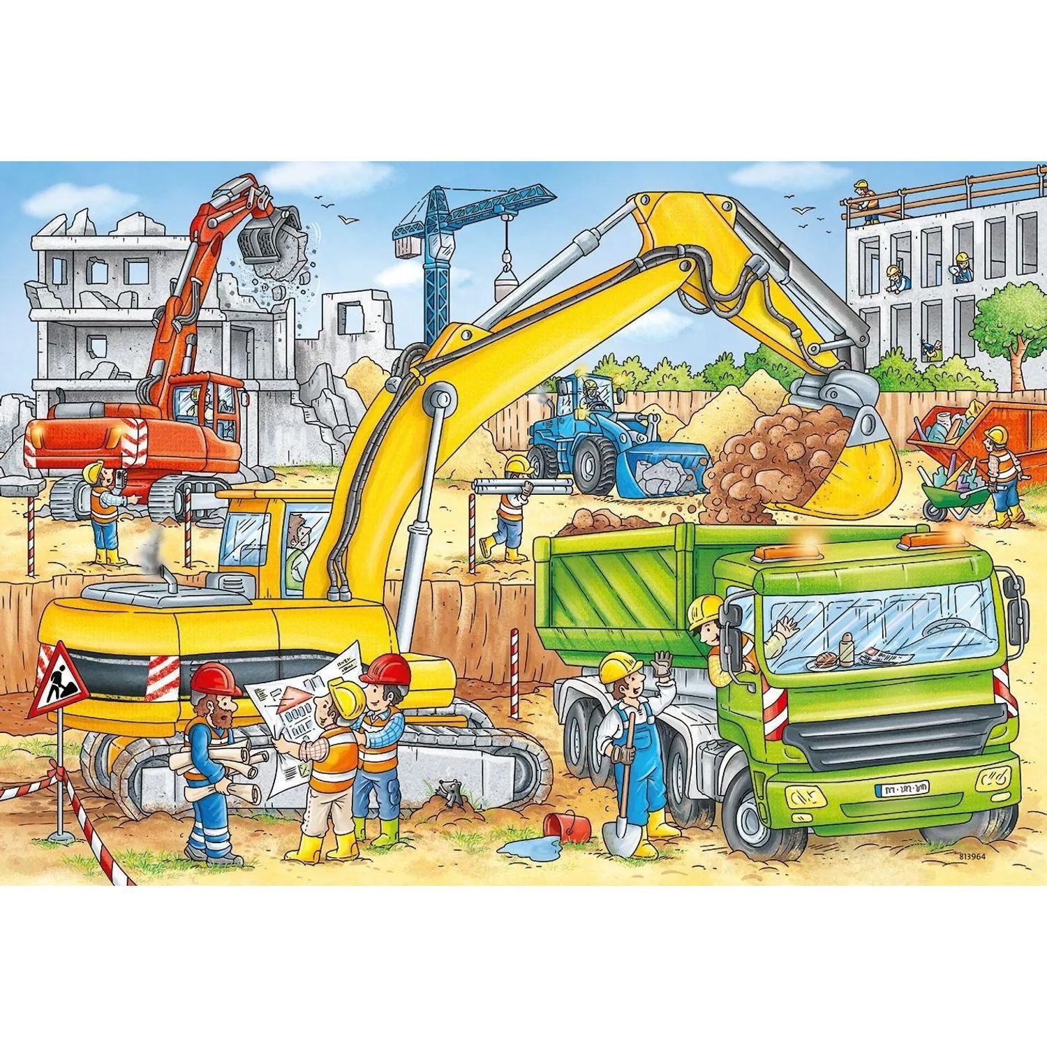Ravensburger Puzzle Viel zu tun auf der Baustelle. Puzzle 2 x 24 Teile, 24 Puzzleteile