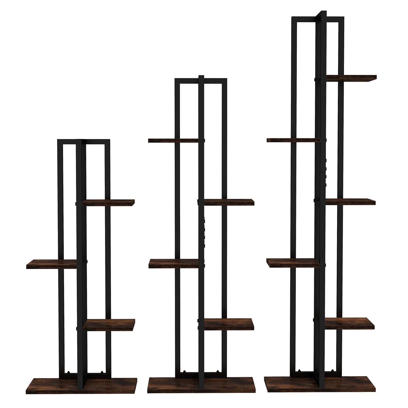 COSTWAY Blumenständer (3 St), 4+5+6 Etagen Pflanzenständer Set Holz & Metal günstig online kaufen