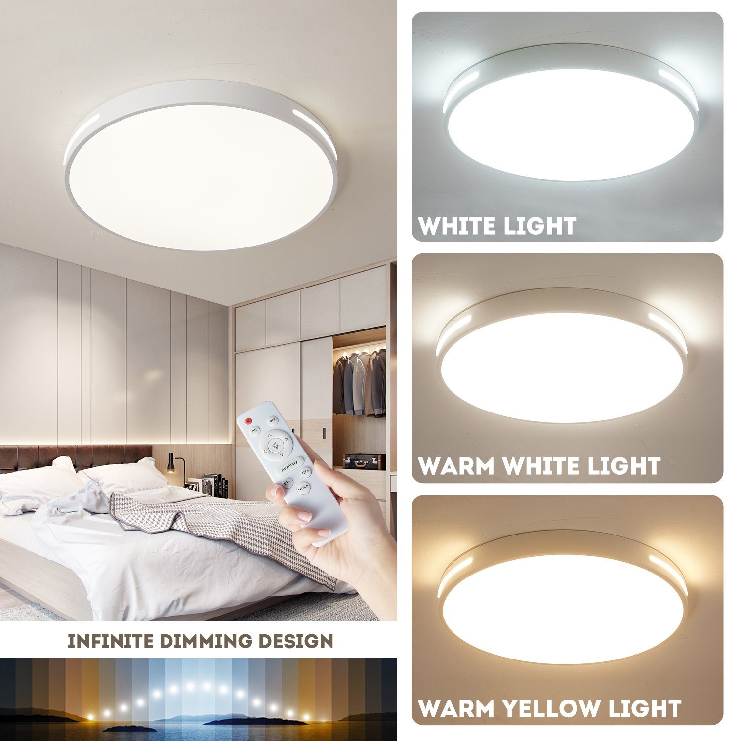 style home Deckenleuchte LED Deckenlampe dimmbar mit Fernbedienung, 96W-Wei günstig online kaufen