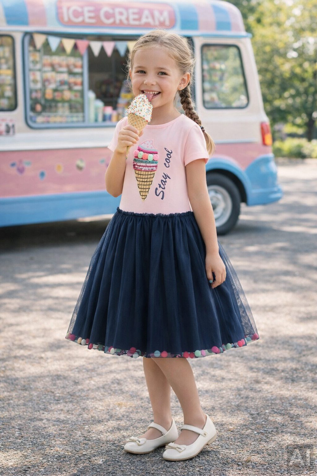 happy girls Jerseykleid mit angesetztem Tüllrock mit wunderschönem Saumdetail – Bild 4 von 5