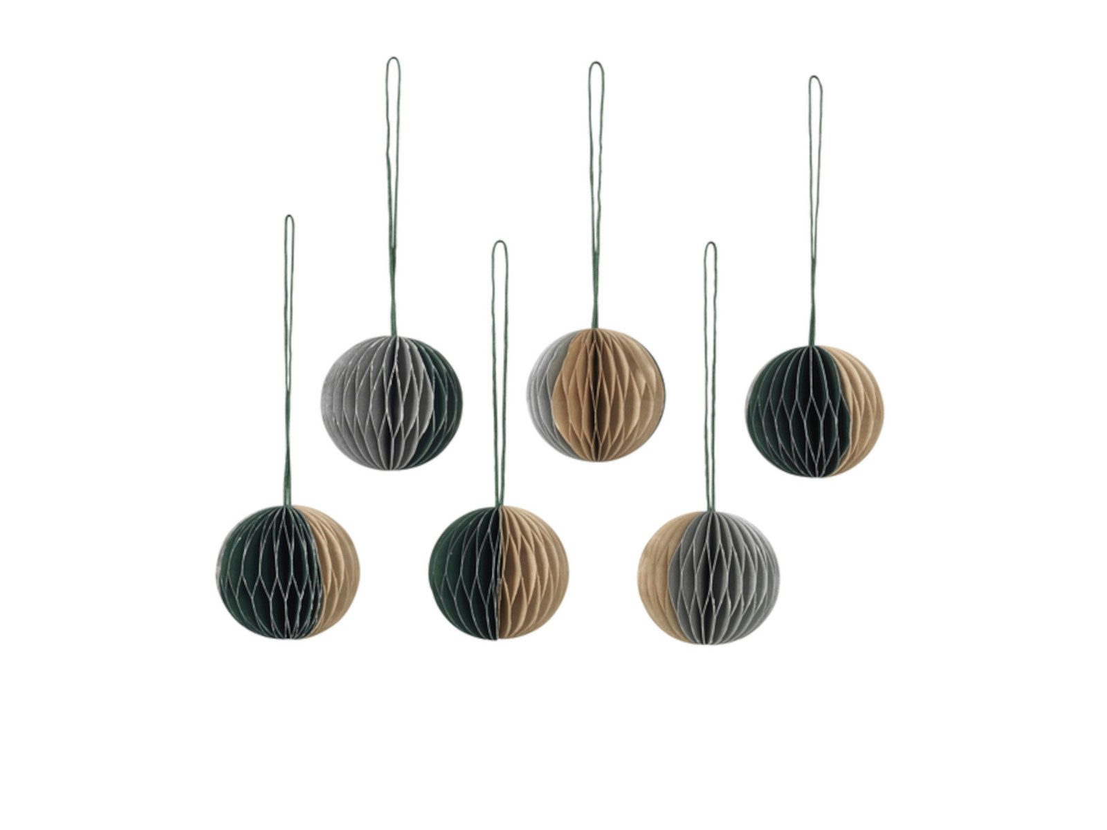 Broste Copenhagen Dekohänger Copenhagen BALL Papierhänger assorted colours Set6, Ball Christbaumschmuck