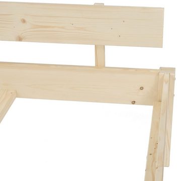 TUGA-Holztech Massivholzbett Fichtenbett Einzelbett Doppelbett Seniorenbett Jugendbett Gästebett, Breite 80 90 100 120 140 160 180 200 Länge 190 200 210 220 H=38/48/58