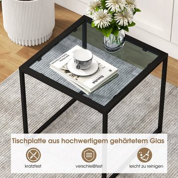 COSTWAY Gartentisch, Beistelltisch 43 x 43 x 45 cm, aus Glas