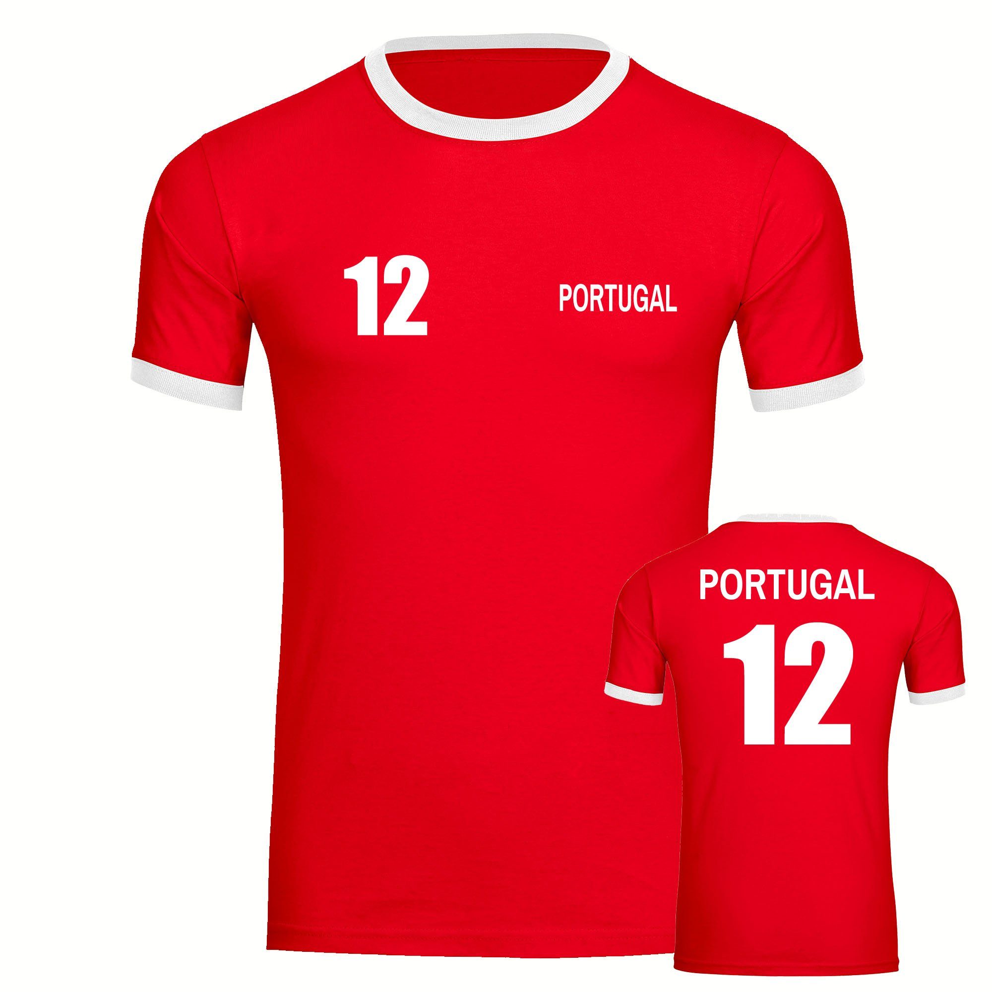 multifanshop T-Shirt Kontrast Portugal - Trikot 12 - Männer