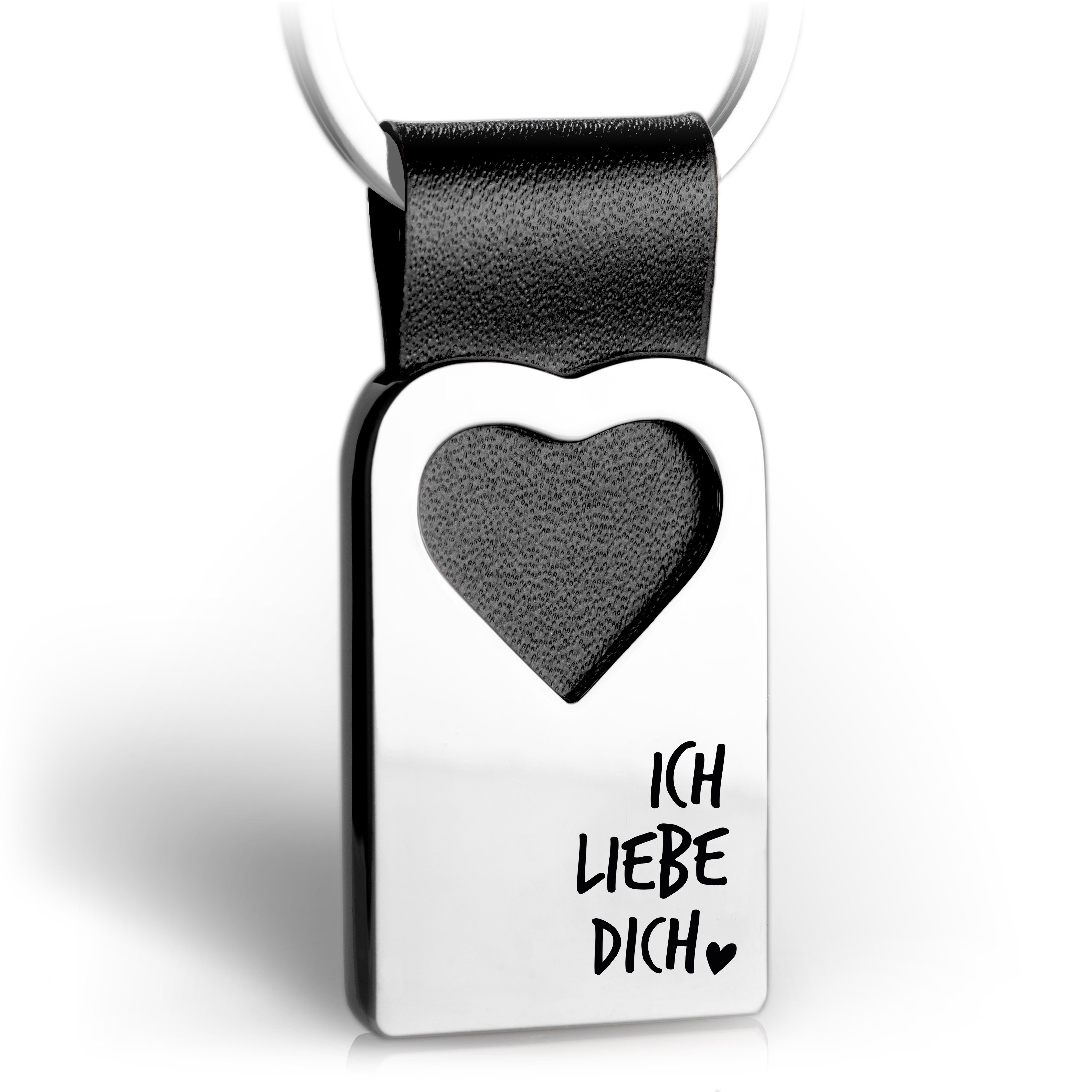 FABACH Schlüsselanhänger Leder mit Herz und Gravur "Ich liebe Dich" - Geschenk Liebe
