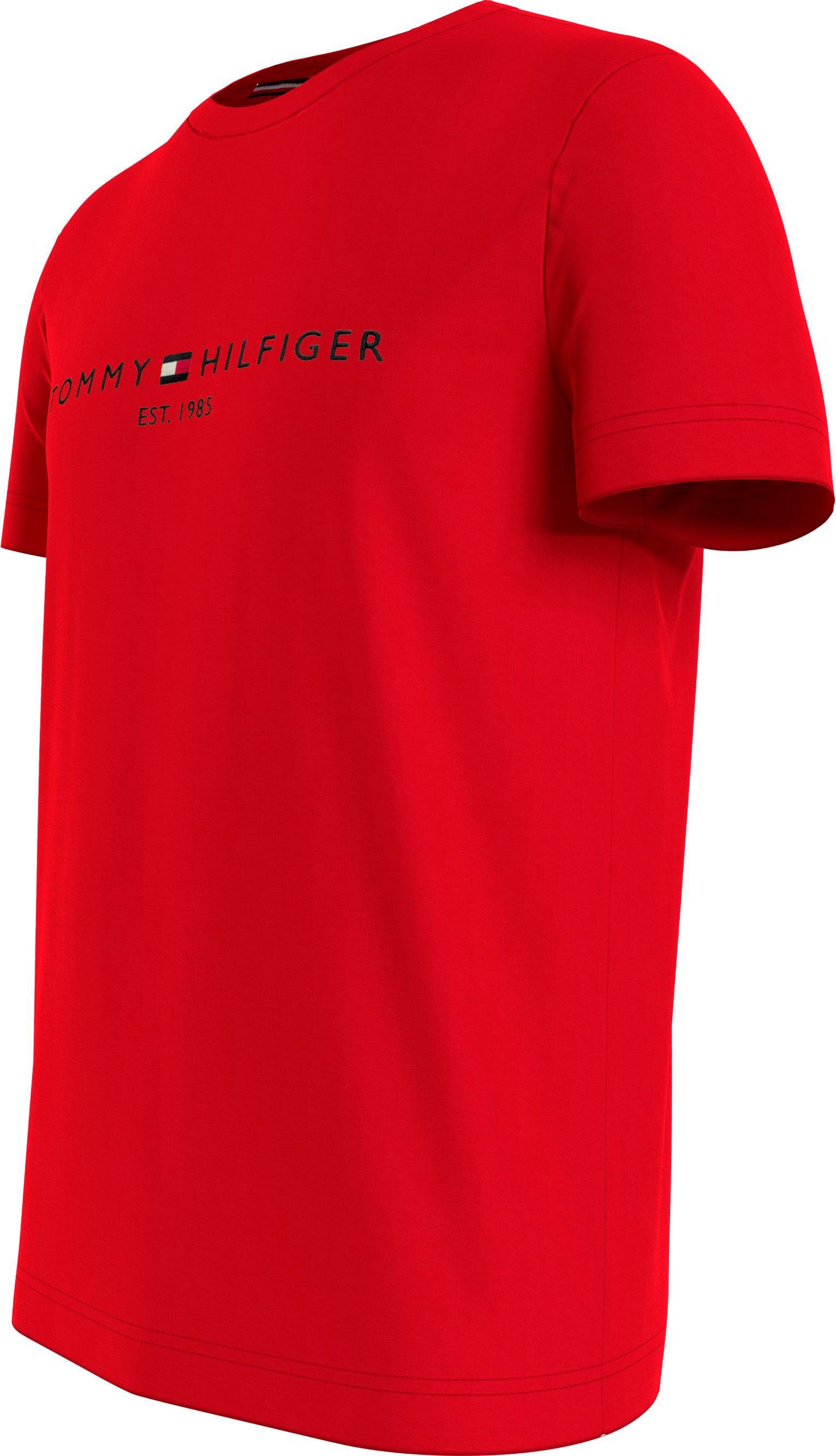 aus nachhaltiger Baumwolle LOGO Fierce Red TOMMY TEE reiner, Hilfiger Tommy T-Shirt