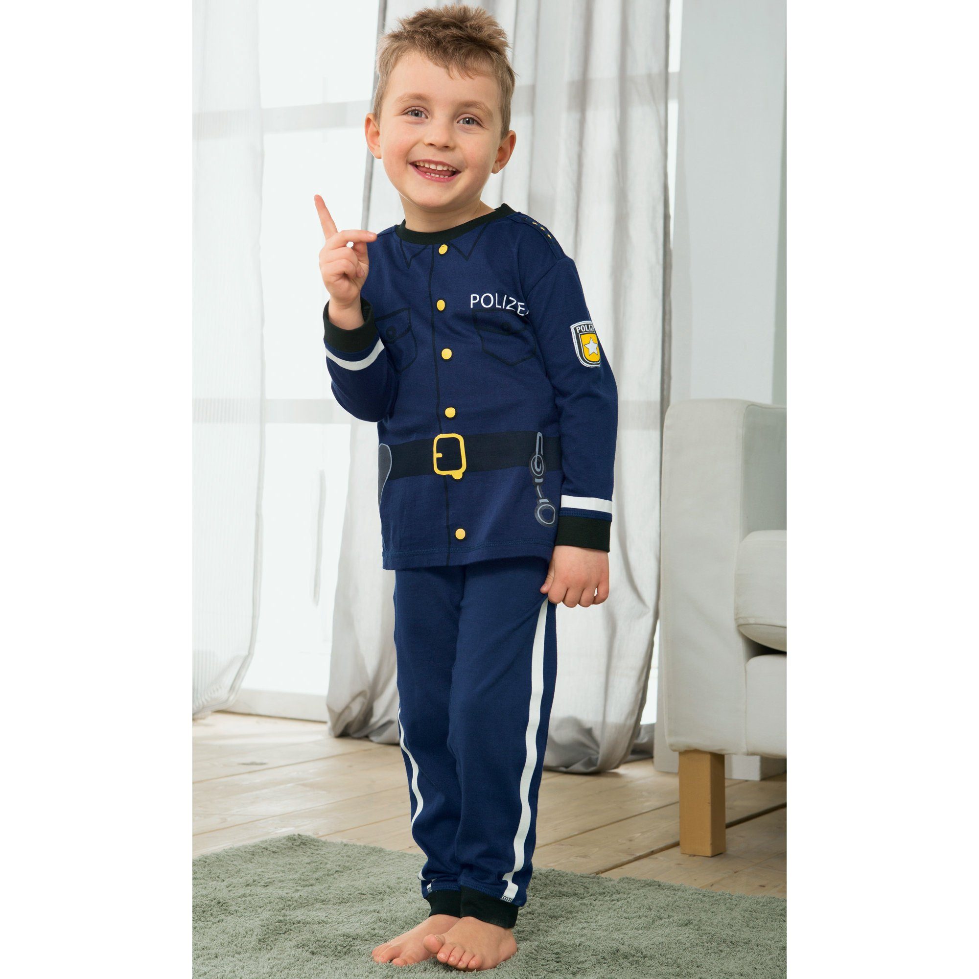 Erwin Müller Pyjama Kinder-Schlafanzug Interlock-Jersey gemustert