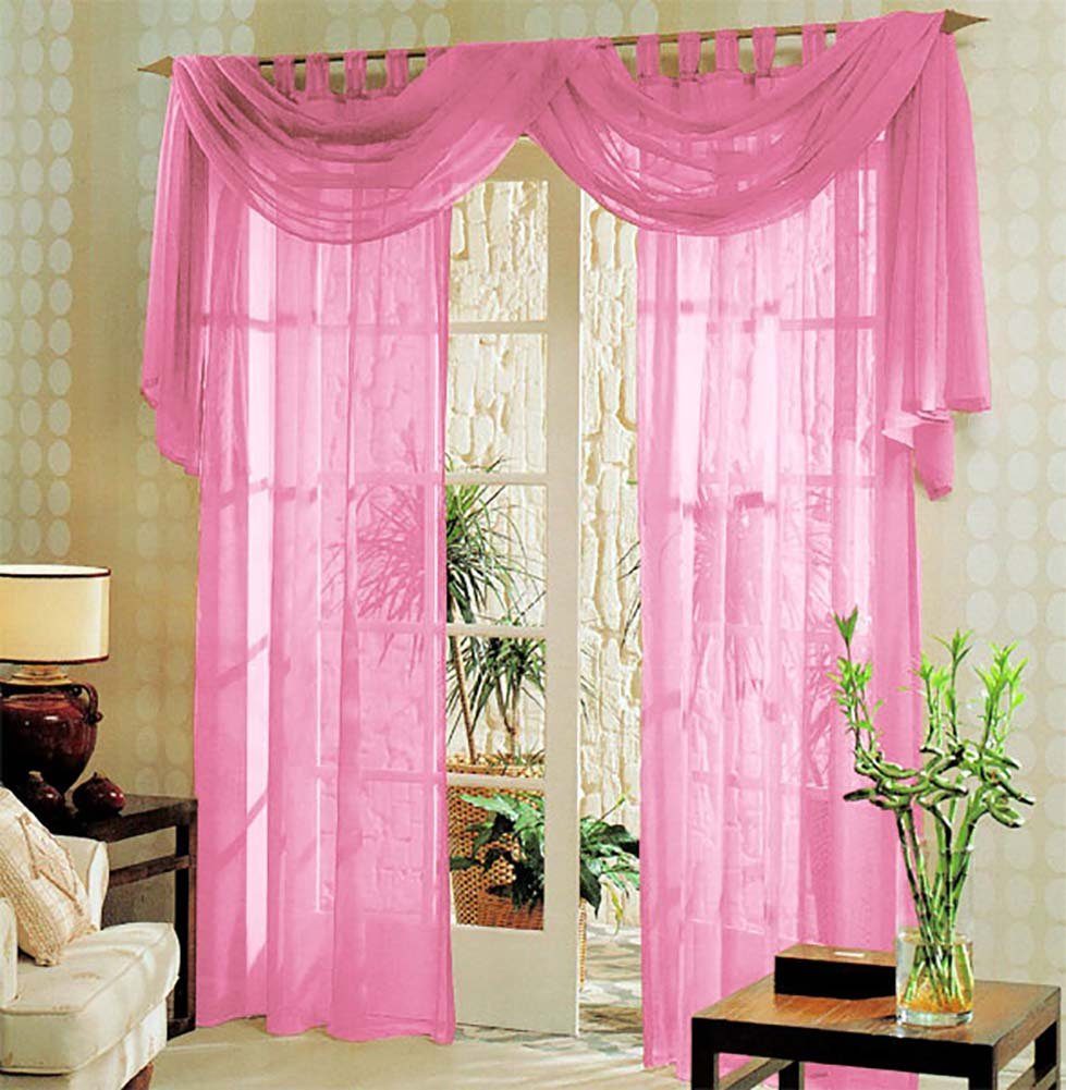 Gardine, Gardinenbox, Schlaufen (3 transparent, 3 Set Voile Voile, teilig St), Gardinen Rosa komplett