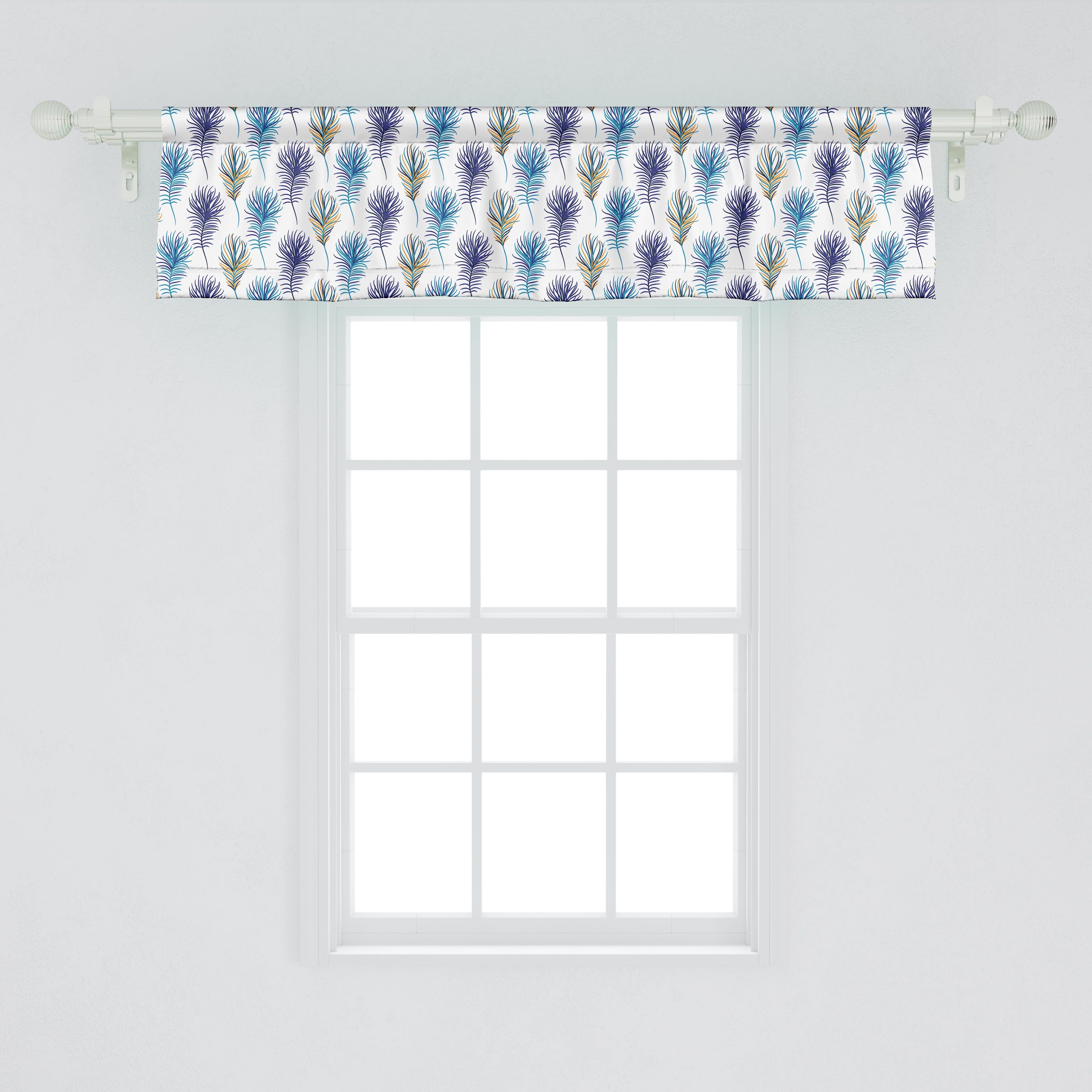 Scheibengardine Vorhang Volant für Schlafzimmer Art mit Stangentasche, Küche Pfau Creative-Line Microfaser, Federn Dekor Abakuhaus