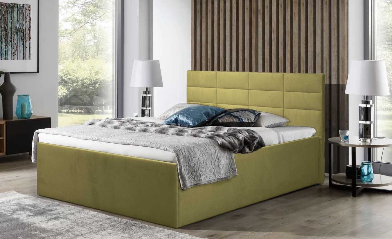 Halmon Schlafkomfort Athena, höhe Bettkasten, Seiten Bett Gelb-Gold Betten 40cm Ohne