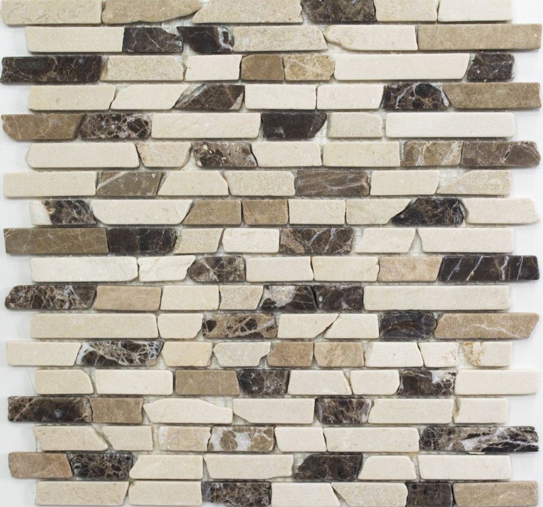 Mosani Bodenfliese Mosaik Marmor Naturstein beige braun creme Brick Castanao Wand Küche