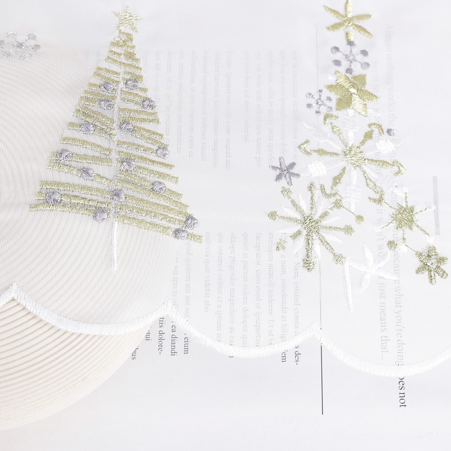 Joyswahl Scheibengardine (1 St), Stangendurchzug, transparent, Voile, Festliche mit Weihnachtsbäumen für Winterliche Fensterdekoration