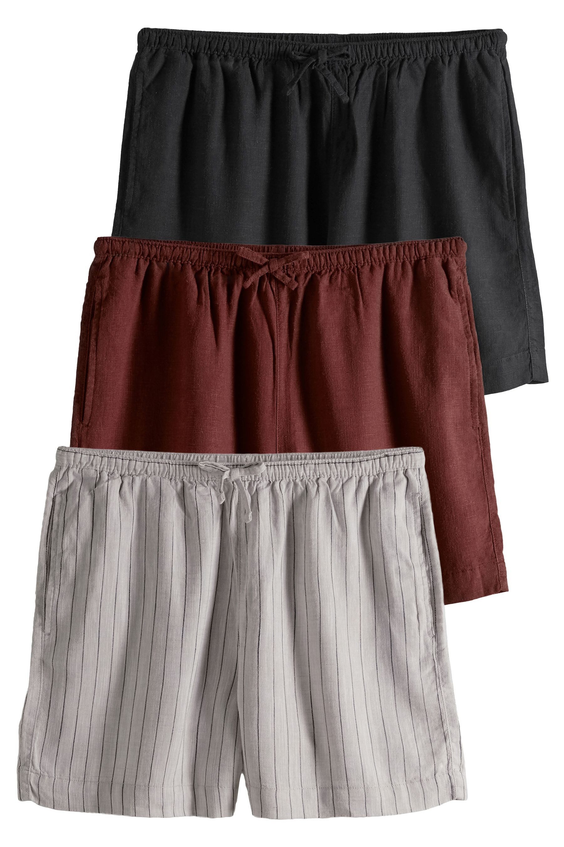 The Set Шорты The Set Schlupfshorts mit Leinenanteil, 2er-Pack (3-tlg)