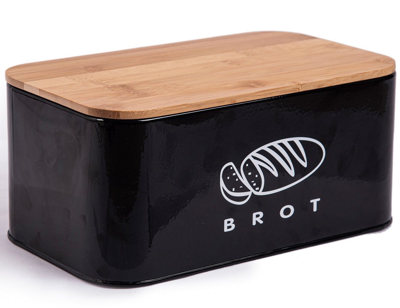 Brotkasten Brotdosen aus Metall mit ökologischem Naturdeckel (als Schneidebrett)