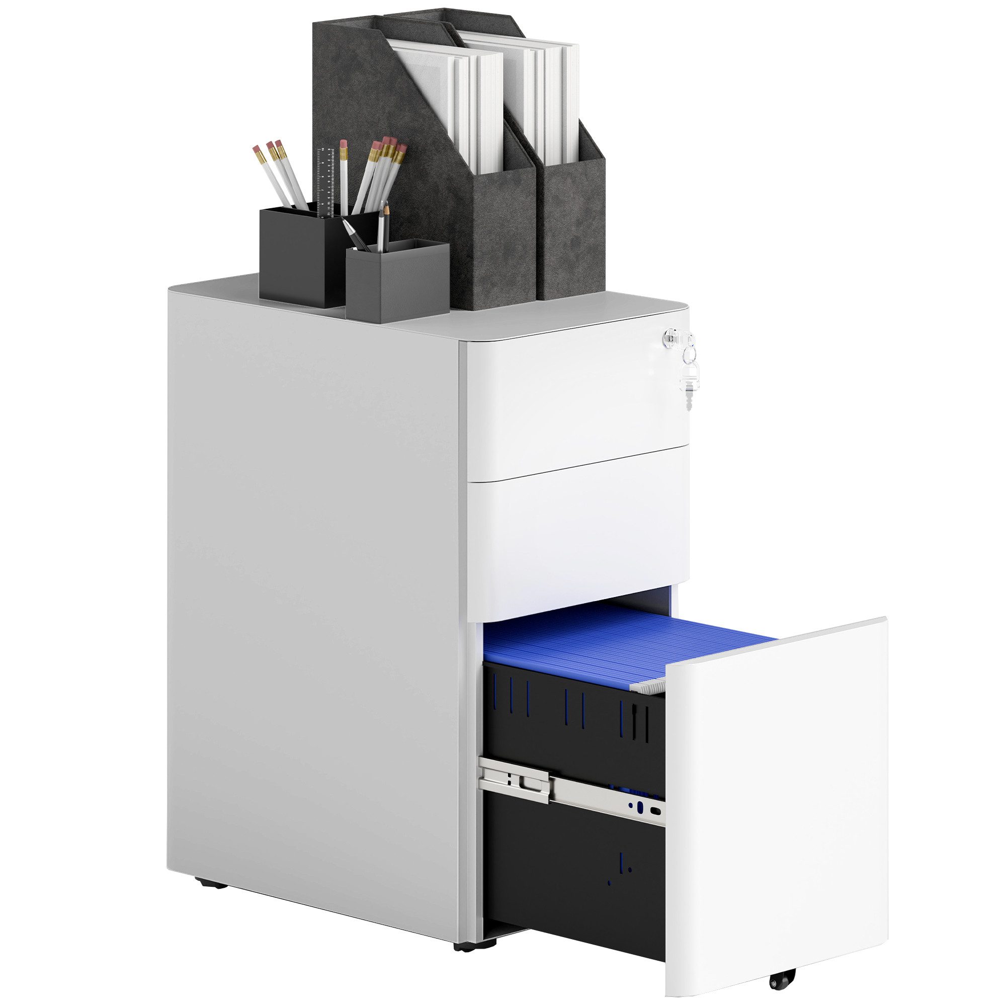 Vinsetto Rollcontainer mobiler Aktenschrank mit 3 Schubladen, (Bürocontaine günstig online kaufen