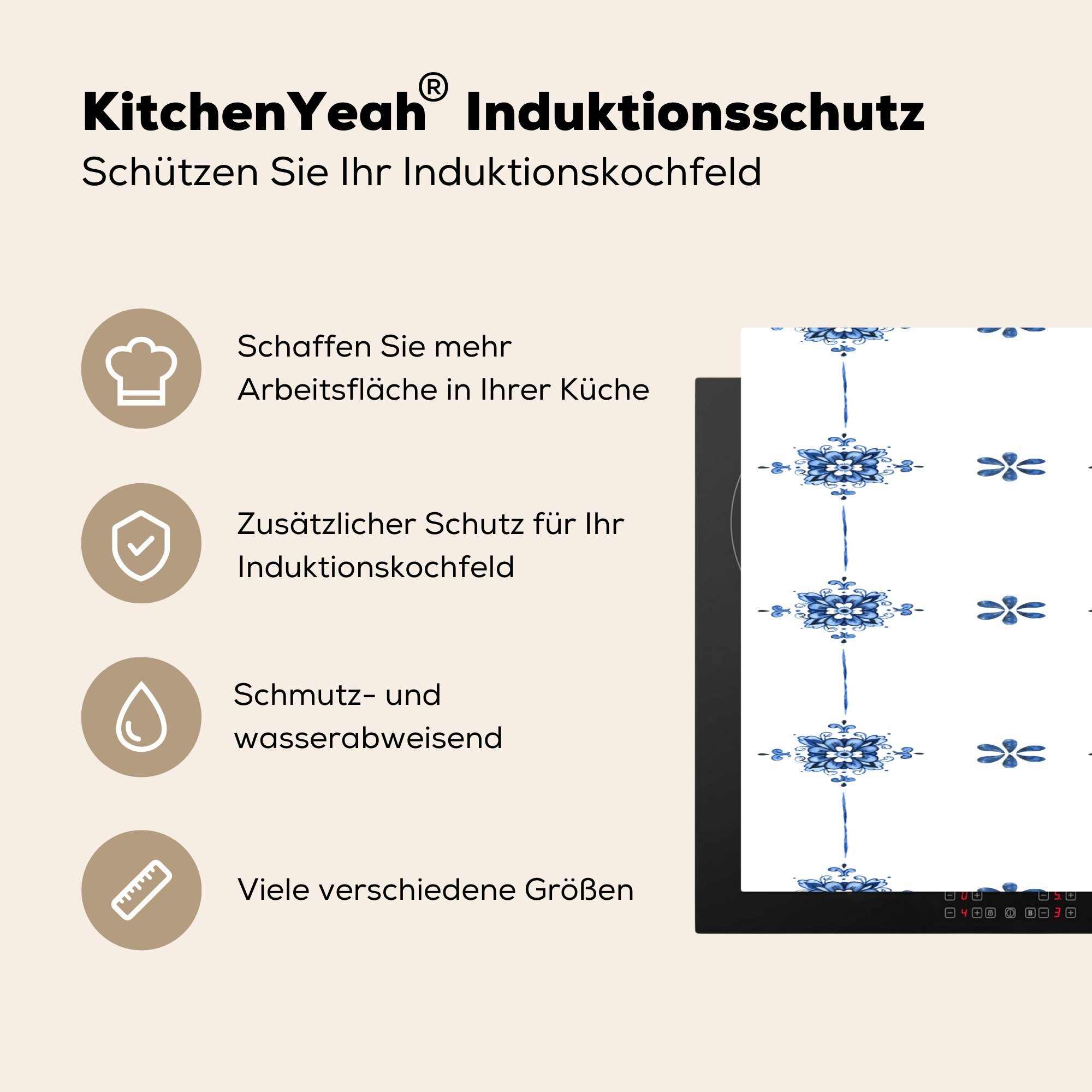 - Induktionskochfeld tlg), Quadratisch, cm, Muster MuchoWow Vinyl, 81x52 für Ceranfeldabdeckung die küche, Herdblende-/Abdeckplatte Holland Schutz (1 -