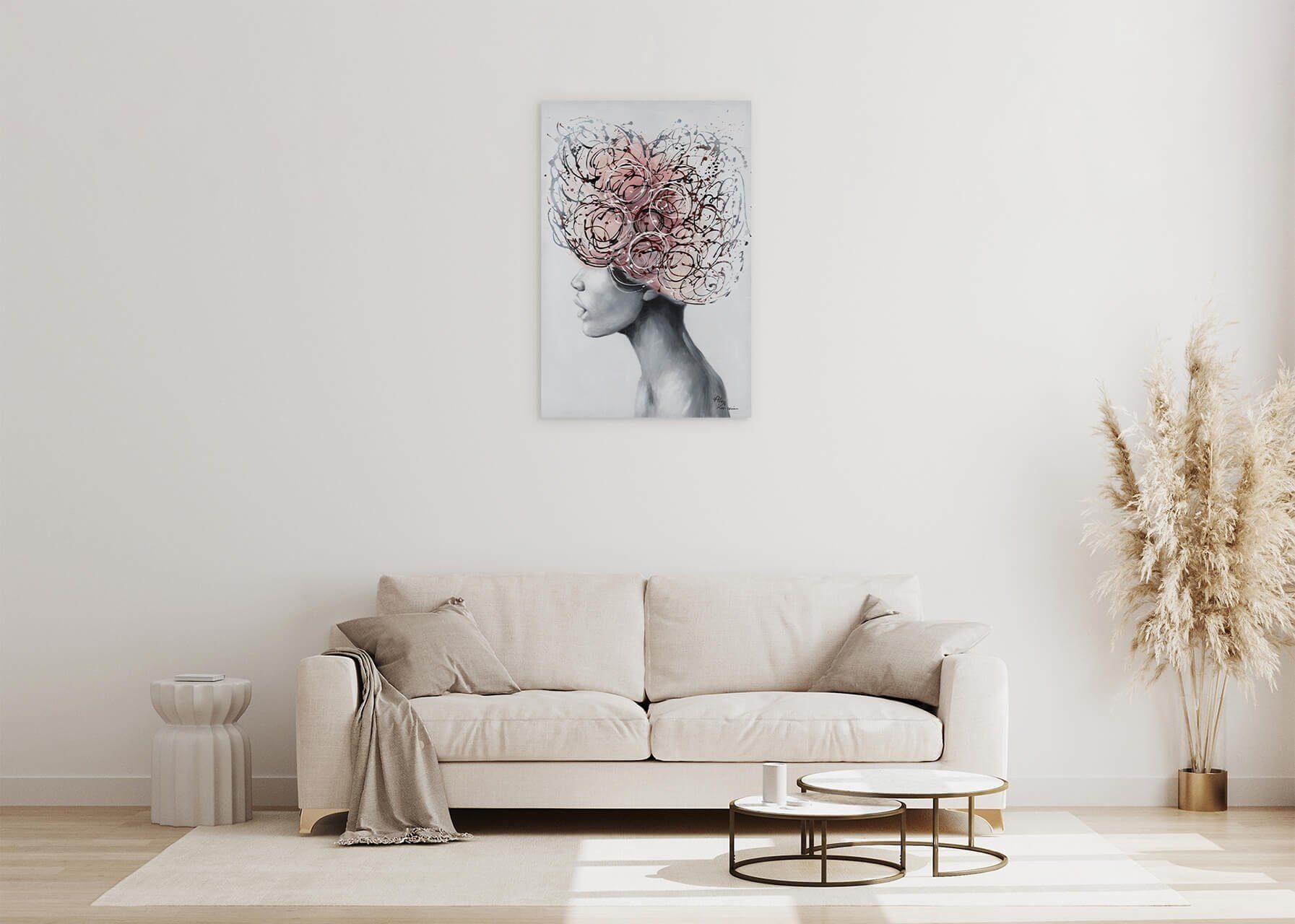 of Leinwandbild 100% KUNSTLOFT Blossom HANDGEMALT Thought 60x90 Wandbild Wohnzimmer cm, Gemälde