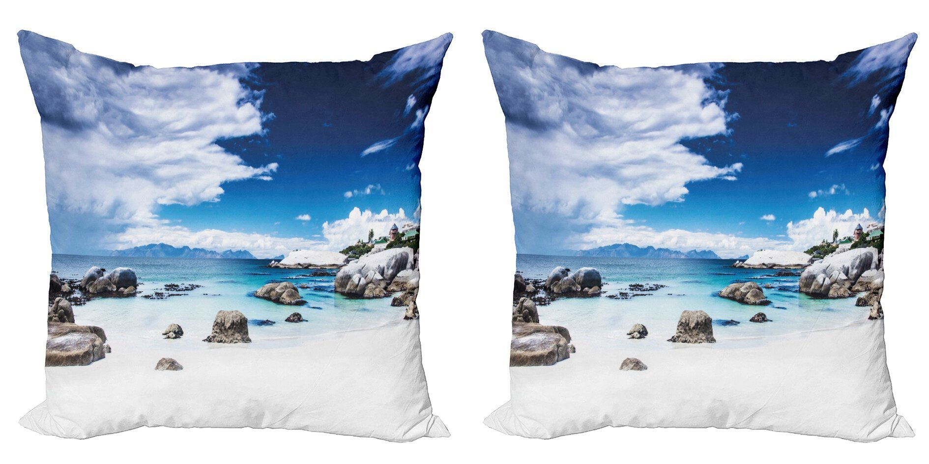 Digital-Rock Abakuhaus und Stück), Accent Doppelseitiger Landschaft Digitaldruck, Ozean (2 Modern Kissenbezüge