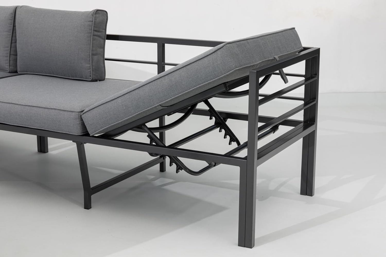 Gardissimo Gartenlounge-Set Larino Gartenmöbelset Tisch ausizehbar Dining Lounge Alu, (Spar-Set, 4-tlg., Alu, Ecklounge, ausziehbarer Esstisch, Sessel, Bank, inkl. Auflagen), ausziehbarer Tisch, verstellbares Kopfteil, spiegelverkehrt montierbar