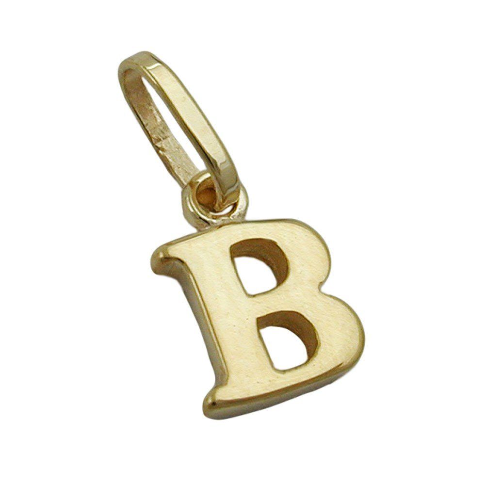 Schmuck Krone Kettenanhänger Anhänger Einhänger ' B ' Goldbuchstabe Buchstabe aus 375 Gold Gelbgold Unisex, Gold 375