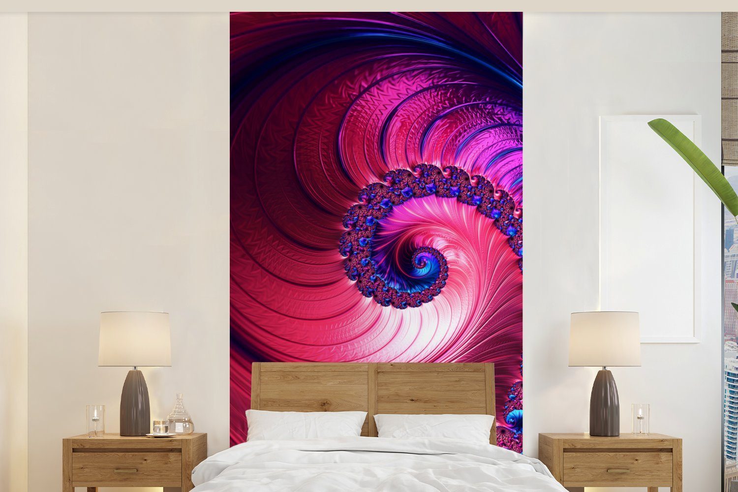 MuchoWow Fototapete Spirale - Abstrakt - Farben, Matt, bedruckt, (2 St), Vliestapete für Wohnzimmer Schlafzimmer Küche, Fototapete