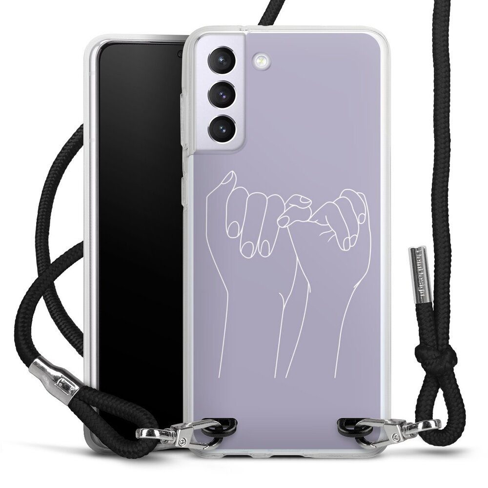 DeinDesign Handyhülle Pinky Promise Line Art, Samsung Galaxy S21 Plus 5G Handykette Hülle mit Band Case zum Umhängen