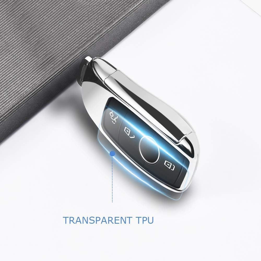TUABUR Schlüsselanhänger Set Mercedes Schlüsselhülle, Silber E/S-Klasse, Benz TPU