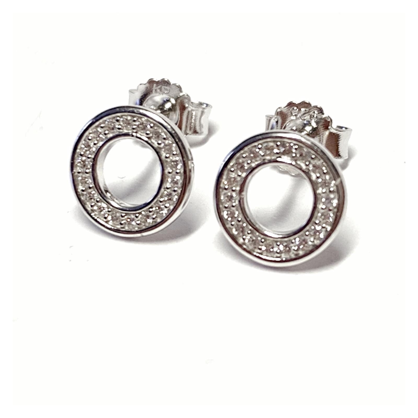 Ohrstecker-Set runde Ohrstecker 925 Silber mit Zirkonia klar 9 mm