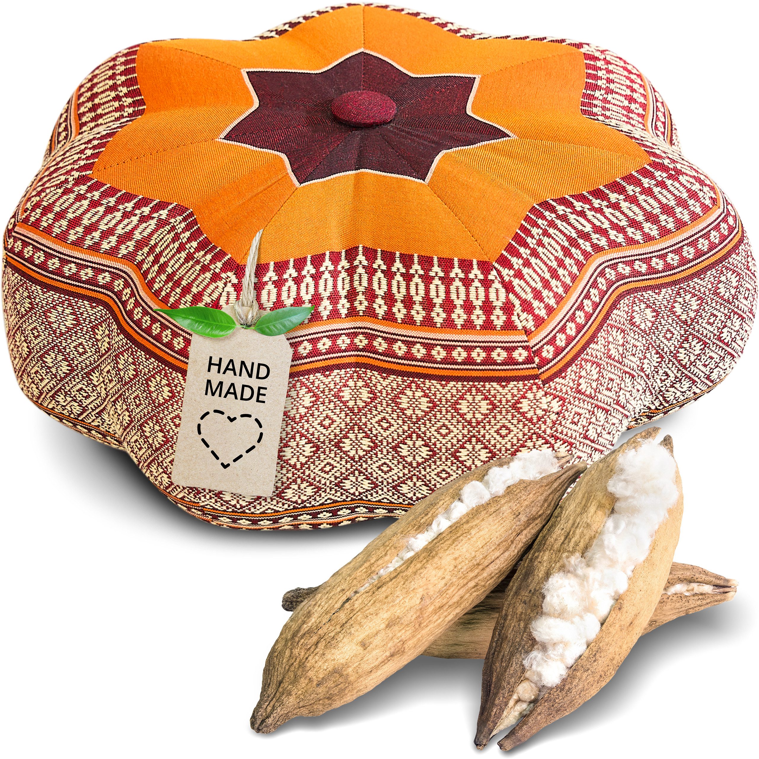 livasia Meditationskissen Zafukissen Stern klein, vegan und handgefertigt, 30x15cm, Kapok