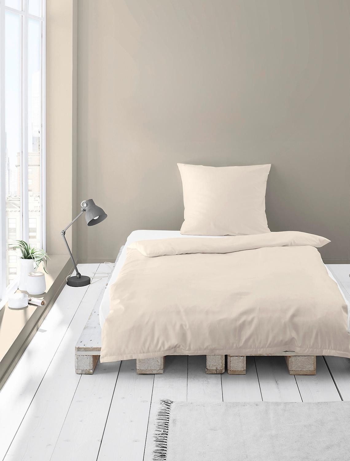 BIERBAUM Bettwäsche Biber-Bettwäsche REKA, 135 x 200 cm, Creme, Baumwolle, günstig online kaufen