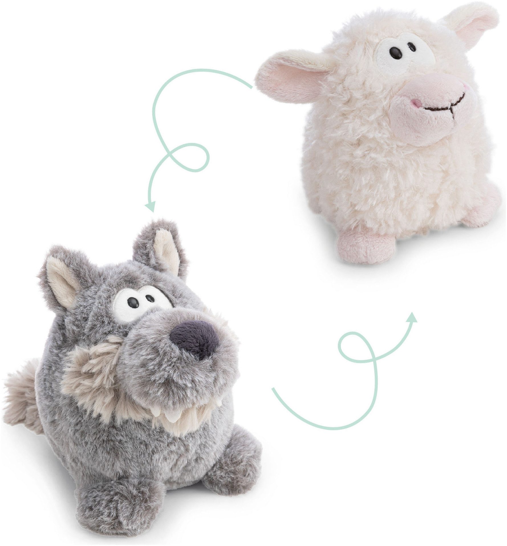 Nici Kuscheltier Let Me Out, Wolf mit Wendefunktion, 15cm, 2in1 Wendeplüschtier