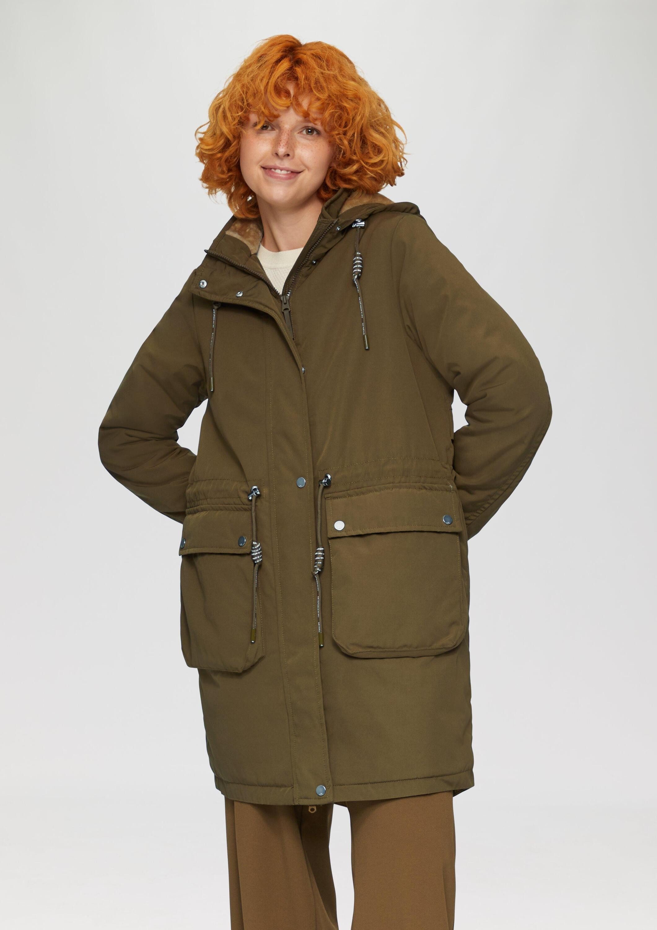 QS Wintermantel Outdoor-Mantel Gefütterter Parka mit Kapuze günstig online kaufen