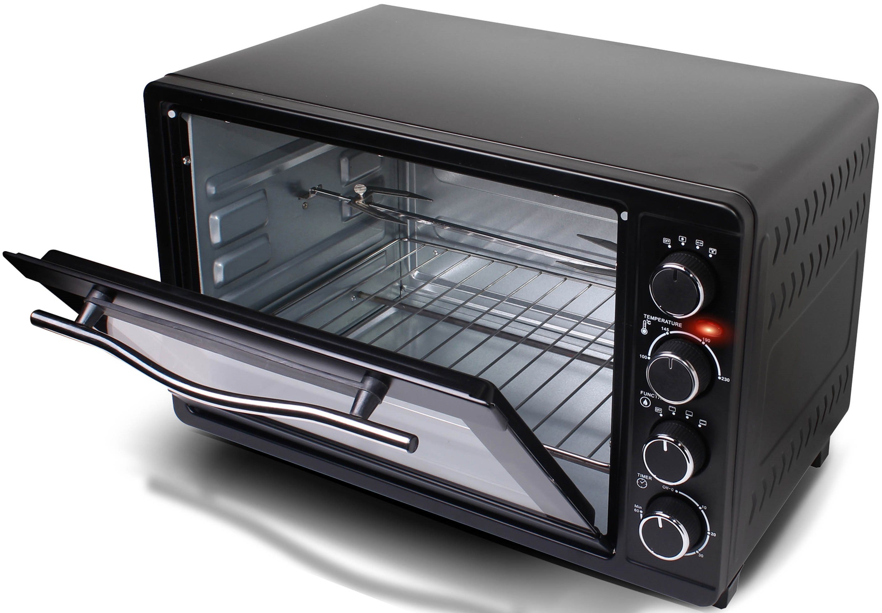 TurboTronic by Z-Line Minibackofen 2000 W 45 l Mini Backofen mit Umluft Drehspieß Grill Pizzaofen Timer, Tischbackofen, kleiner Backofen, Mini Ofen, freistehend, Grillofen XXL
