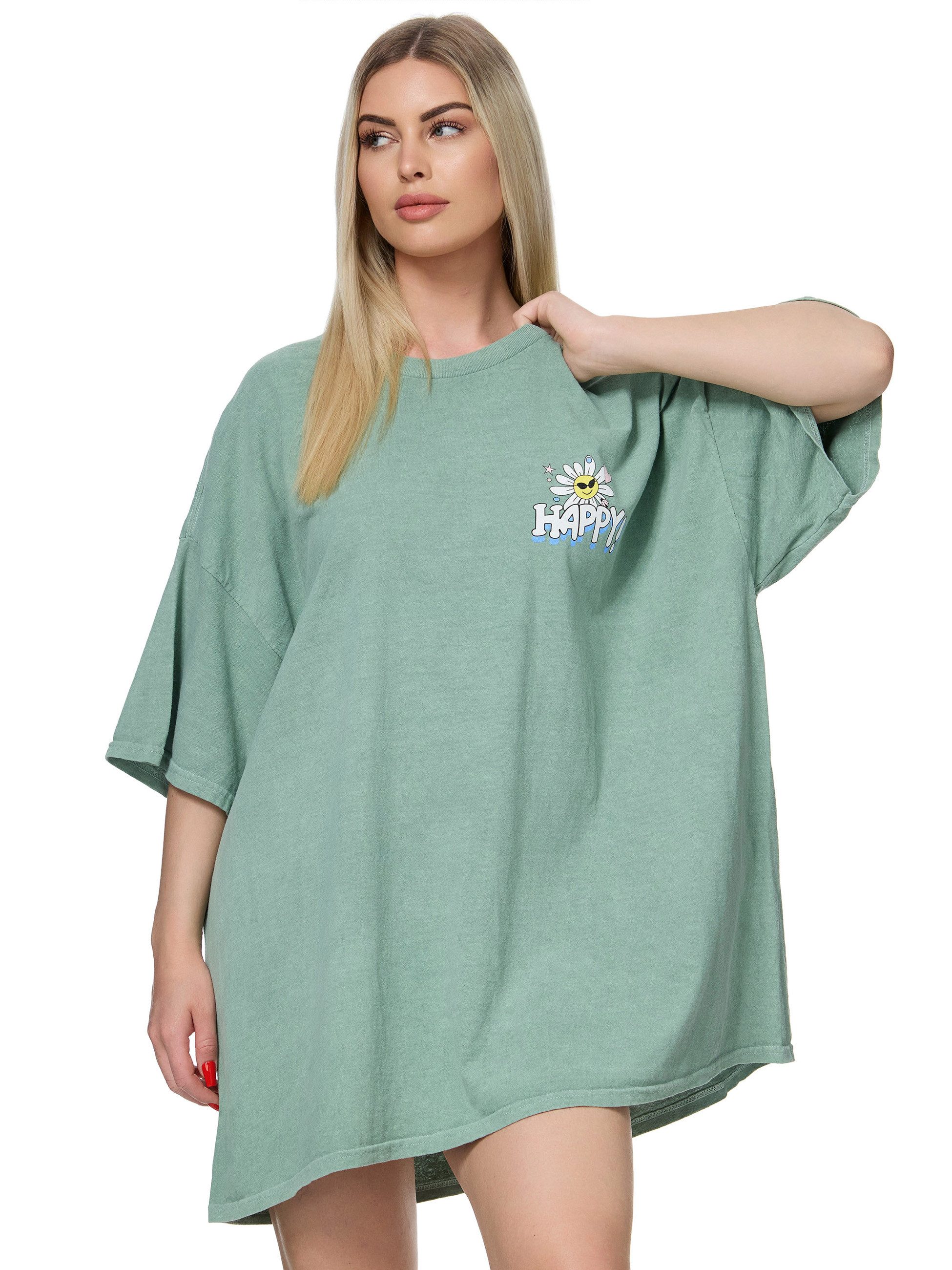 Worldclassca T-Shirt Worldclassca Oversized Print HAPPY T-Shirt lang Sommer günstig online kaufen