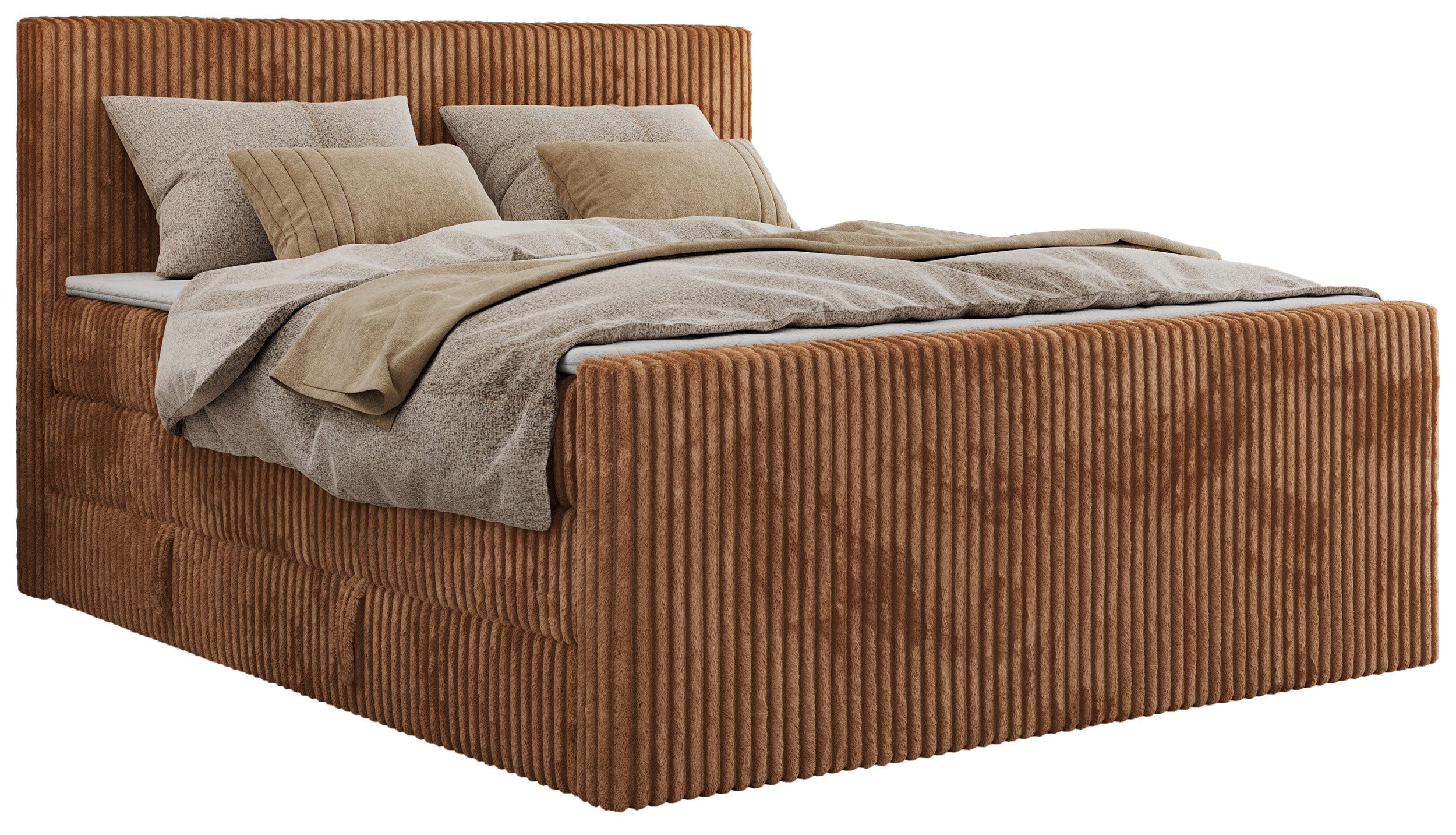 MKS MÖBEL Boxspringbett TILIANO KING DUO (Packung, Set, Polsterbett, T30-Schaum, Cord Bett, Topper T25), Doppelbett mit Multipocket-Matratzen, Zwei Bettkästen, mit Fußteil