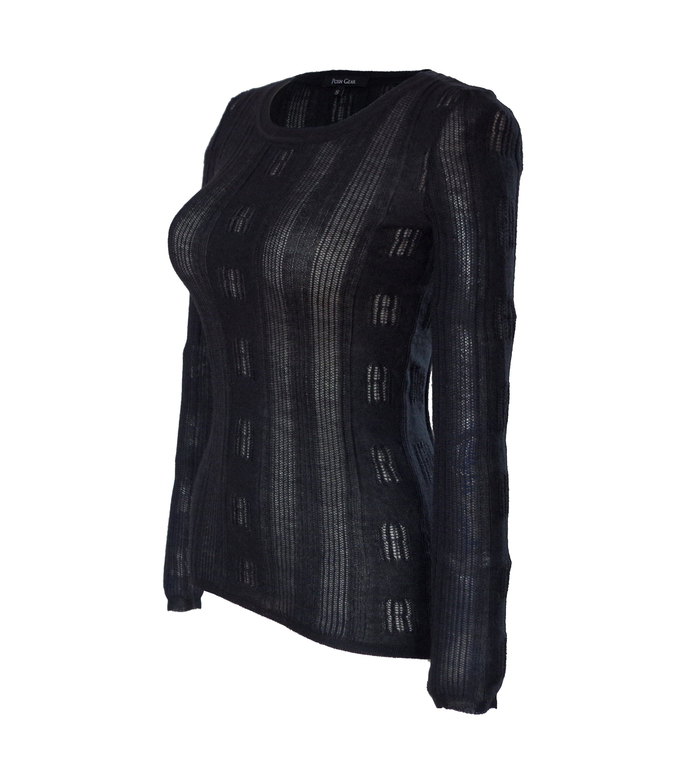 Damen Lamawolle schwarz aus Wollpullover Rundkragen Posh Pullover 100% Breezy Gear