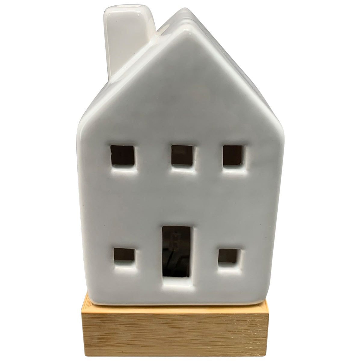 matches21 HOME & HOBBY Dekofigur Dekoobjekt LED Lichthaus, aus Porzellan Weiß, in 17,2 cm (1 St), Dekofiguren mit LED Warmweiß Licht als Weihnachtsdeko