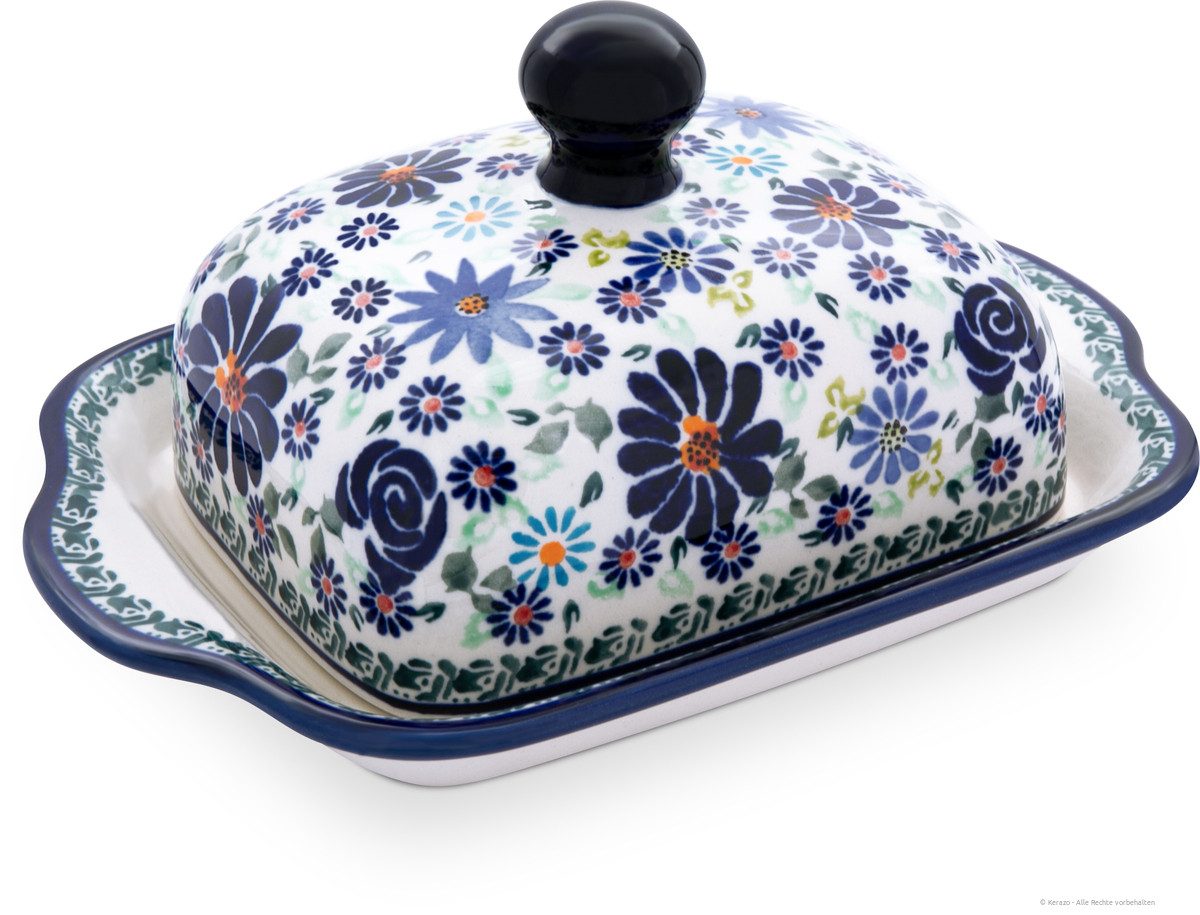 Bunzlauer Keramik Butterdose Bunzlauer Keramik Butterdose eckig für 250g (1 Stück Butter) Dek DU126, Keramik