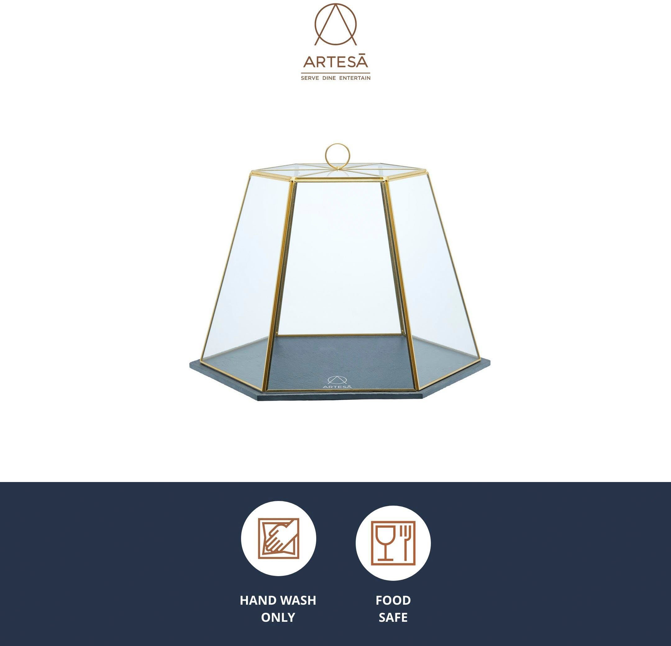 Artesà Tortenglocke Artesá,(Set, 1-tlg) aus Glas mit Schiefersockel