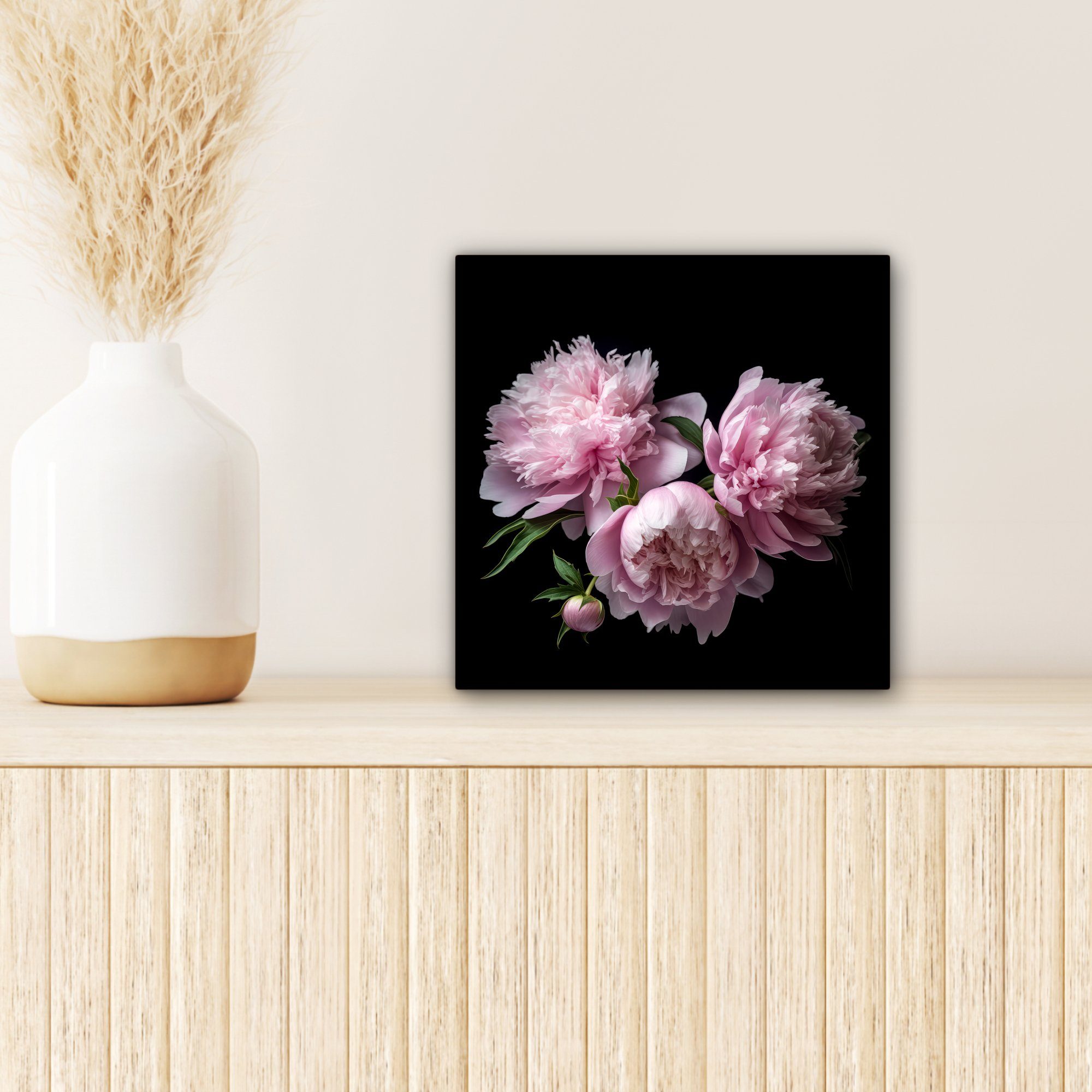 Botanisch Rosa OneMillionCanvasses® - cm - (1 Leinwand - St), Wohnzimmer Pfingstrose Bilder Leinwandbild für 20x20 - Blumig Schlafzimmer, Natur,