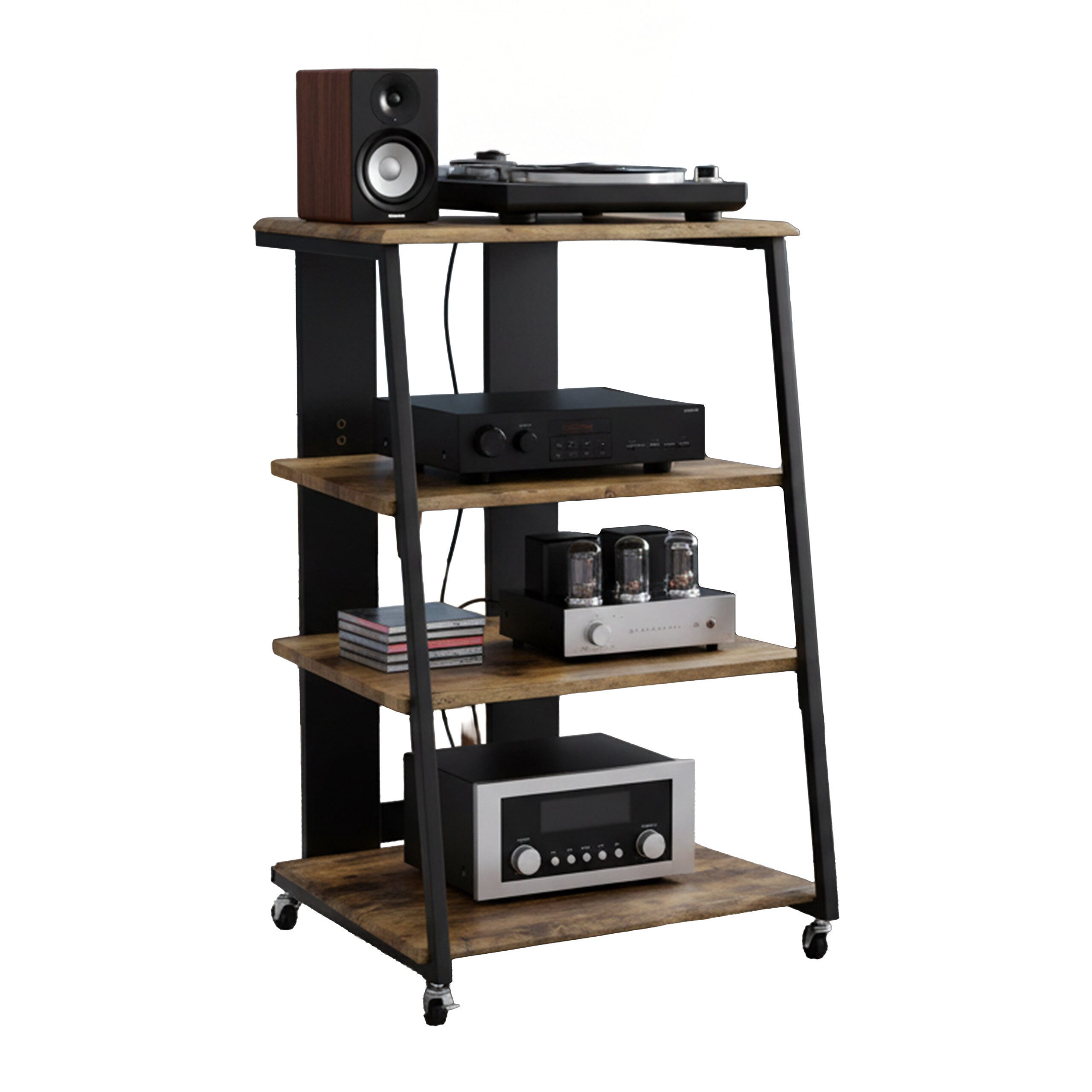 relaxdays Standregal Hifi Rack mit 4 Ablagen, Industrial-Schwarz günstig online kaufen