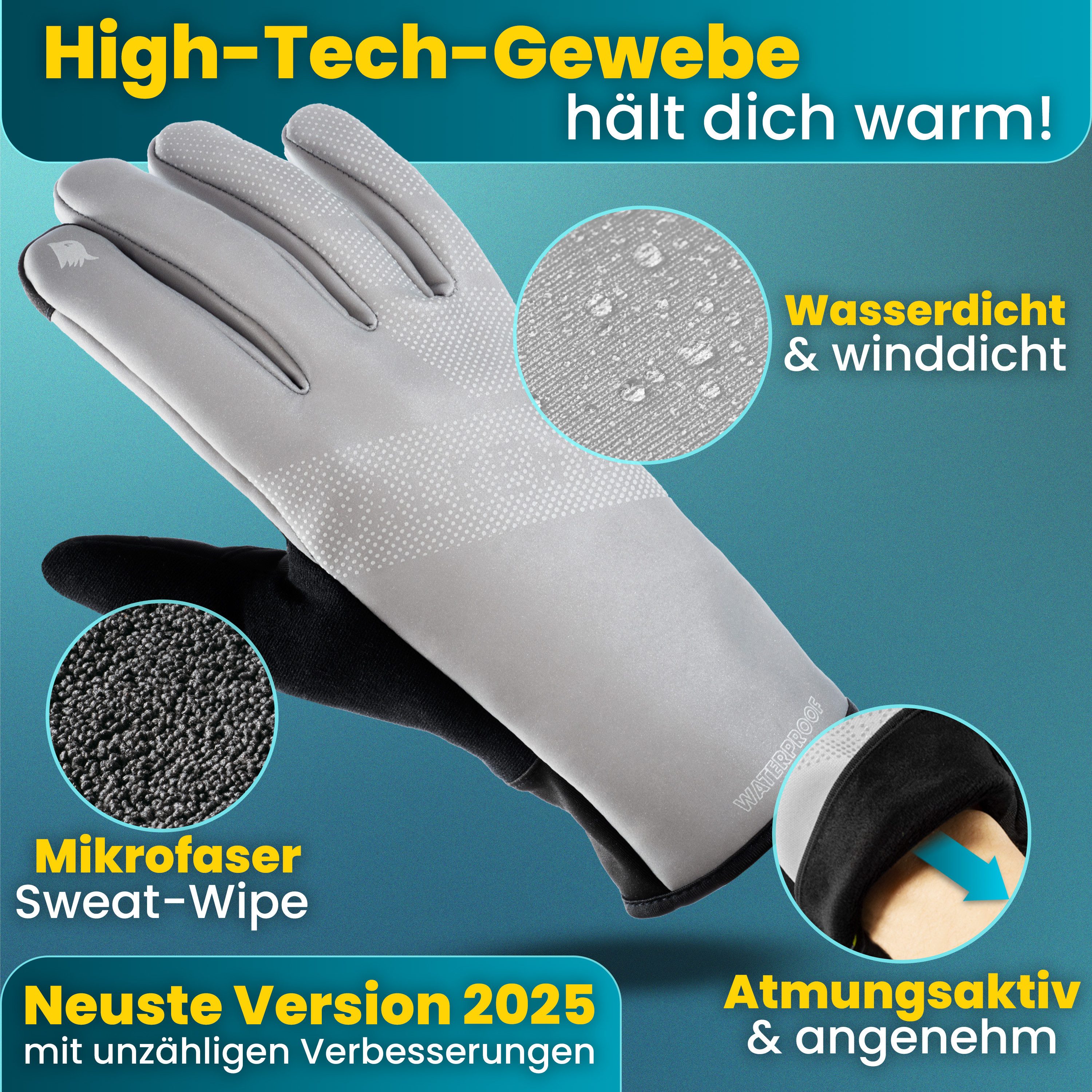 Valkental Fahrradhandschuhe Winterhandschuhe & Übergangshandschuhe mit Touchscreen Funktion atmungsaktiv, winddicht & wasserdicht – Bild 3 von 5