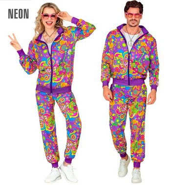 Widmann S.r.l. Kostüm Trainingsanzug 'Neon Hippie Flower Power' für Erwa