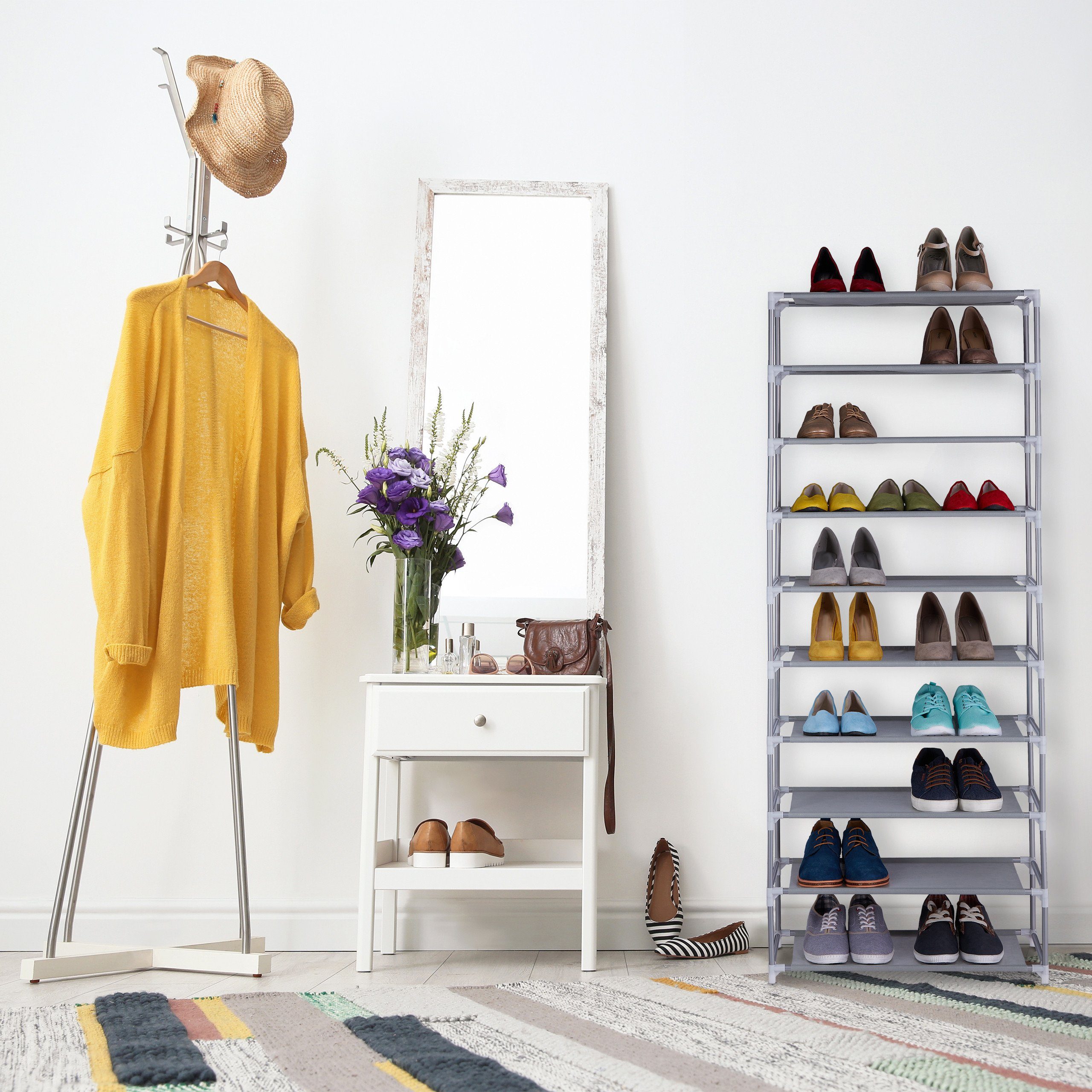 relaxdays Schuhregal Stecksystem 10 Ebene, Grau günstig online kaufen