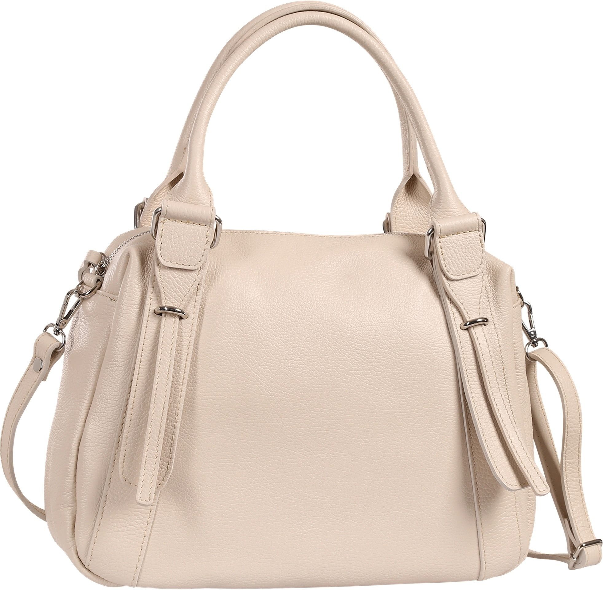 Toscanto Umhängetasche Toscanto Damen Umhängetasche Leder (Umhängetasche), Damen Leder Umhängetasche, beige ca. 35cm
